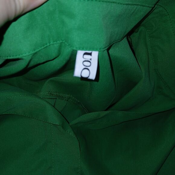 Women's Green Collared Shirt Dress Long Sleeve Midi Pleated Dress By UOOZEE - Picture 12 of 16